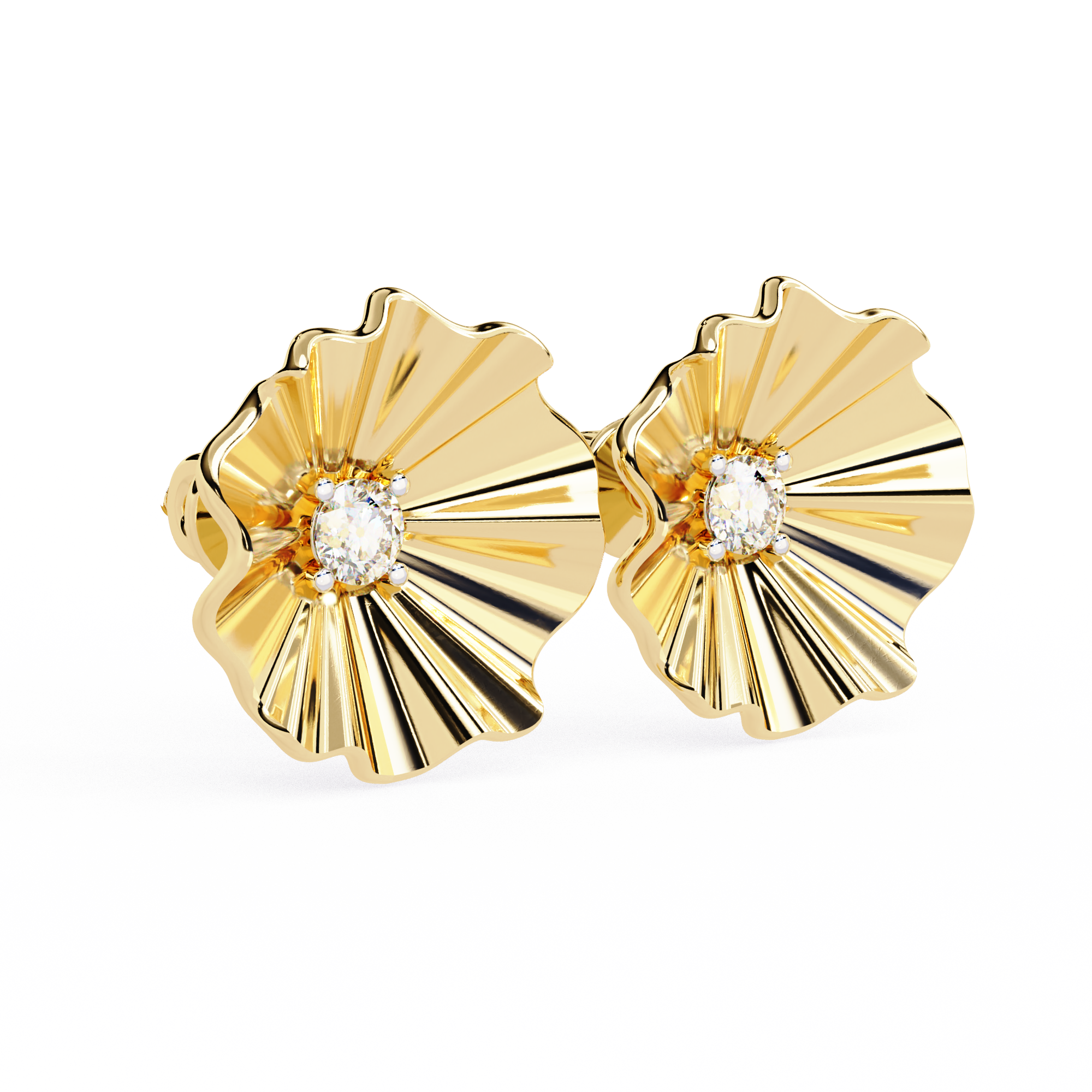 Golden Bloom Natural Diamond Earrings – 0.06ct