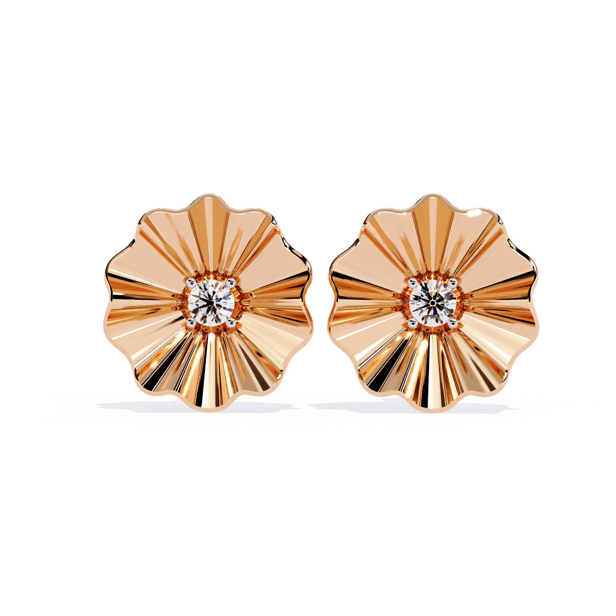 Golden Bloom Natural Diamond Earrings – 0.06ct