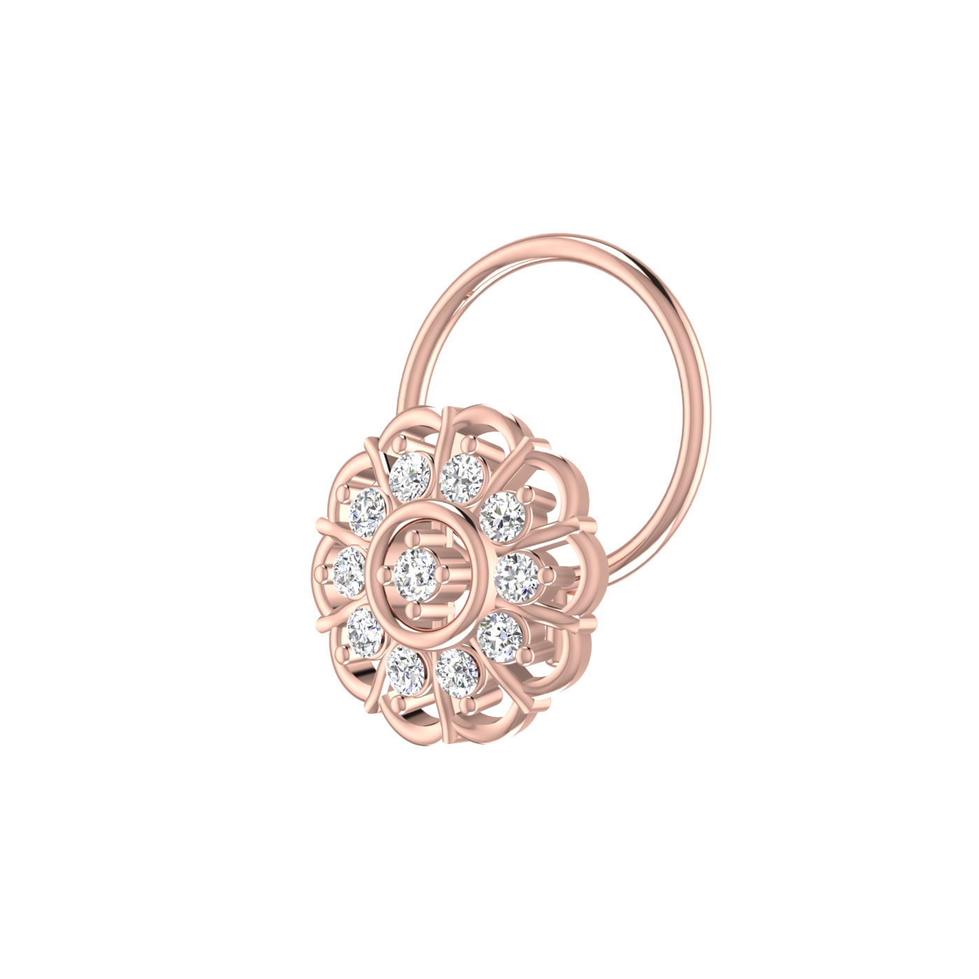Floral Cluster Style Flower — 0.07 Carat Lab Grown Diamond Nose Pin