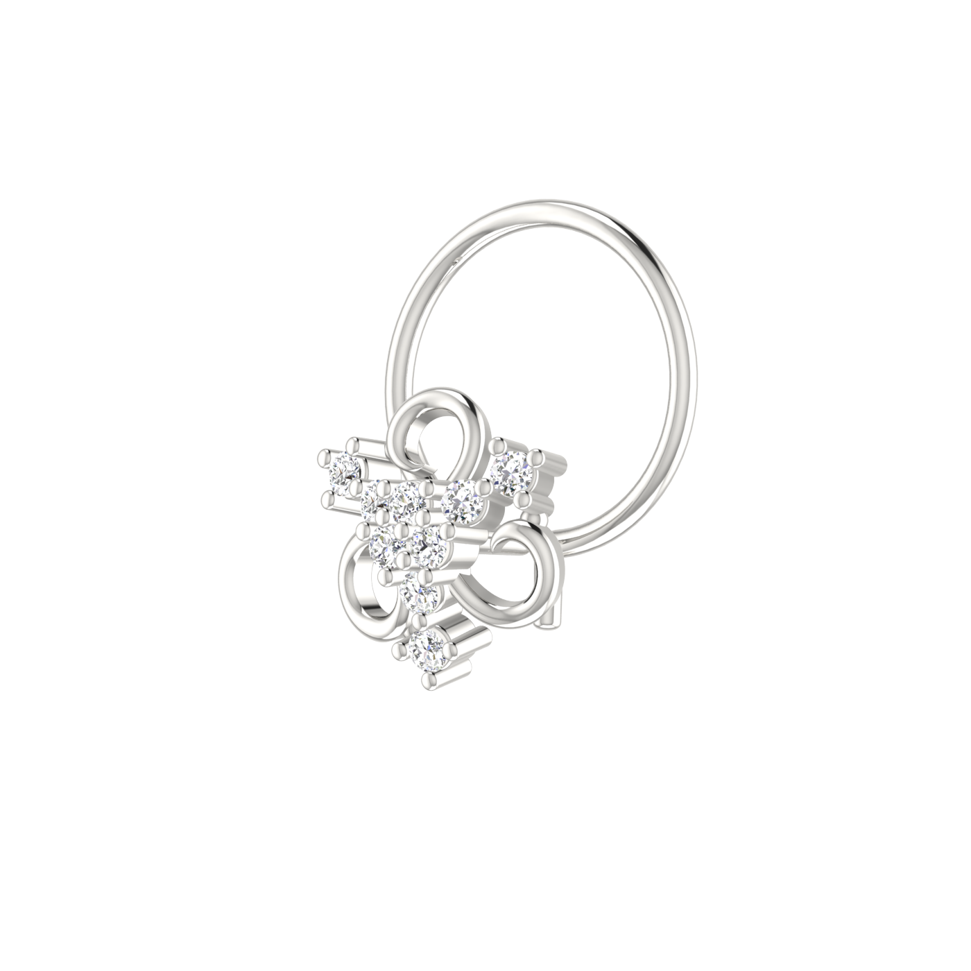 0.04 Ct Natural Diamond Nose Pin-HI Color, VS-SI Clarity.