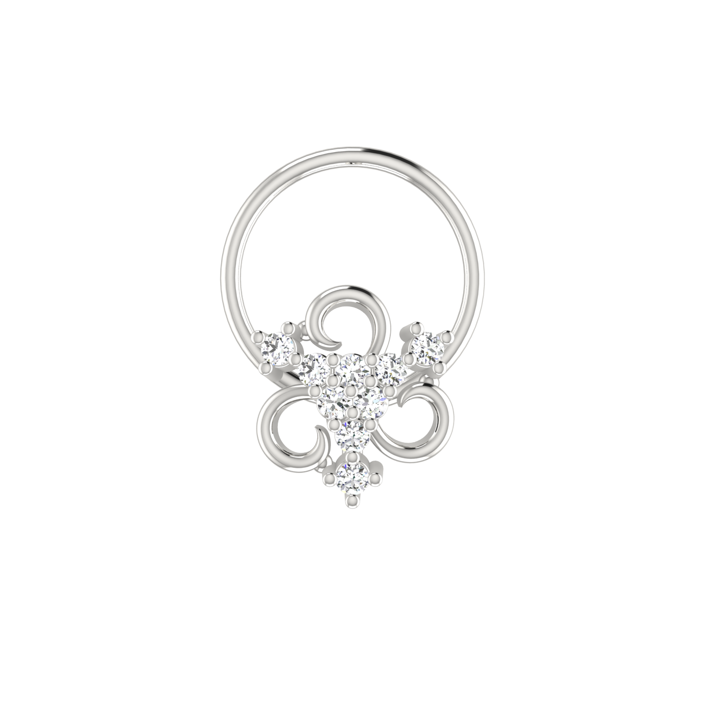 0.04 Ct Natural Diamond Nose Pin-HI Color, VS-SI Clarity.