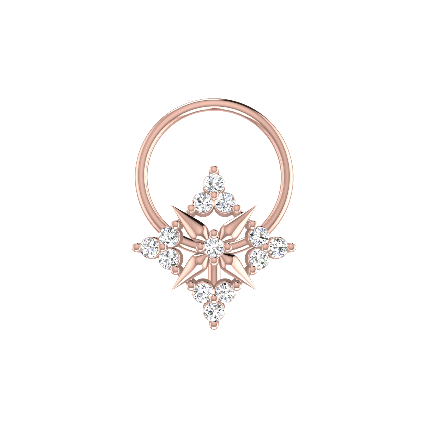 Natural Diamond Nose Pin TW 0.06 Ct-HI Color, VS-SI Clarity.