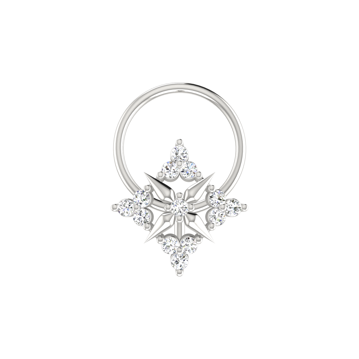 Natural Diamond Nose Pin TW 0.06 Ct-HI Color, VS-SI Clarity.