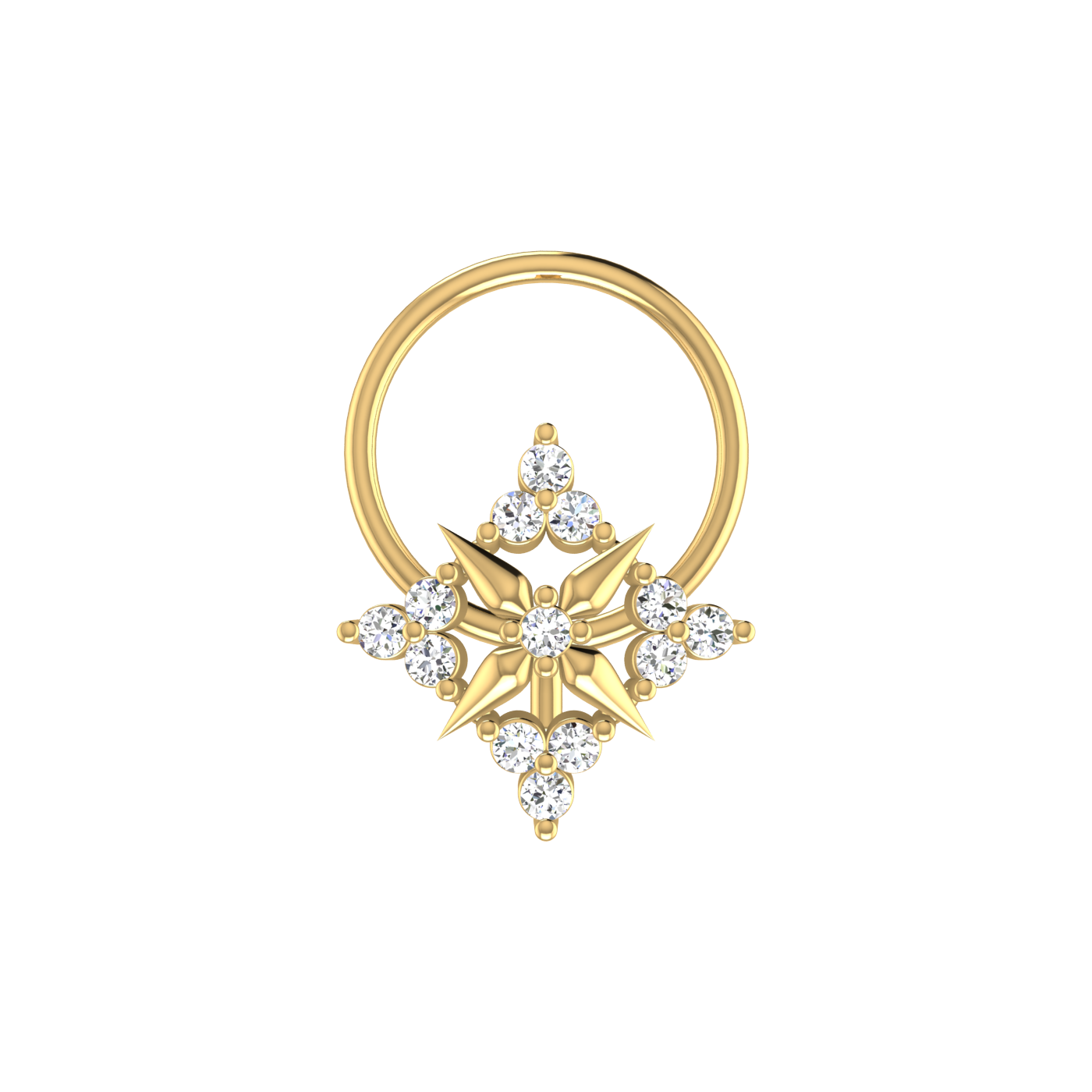 Natural Diamond Nose Pin TW 0.06 Ct-HI Color, VS-SI Clarity.