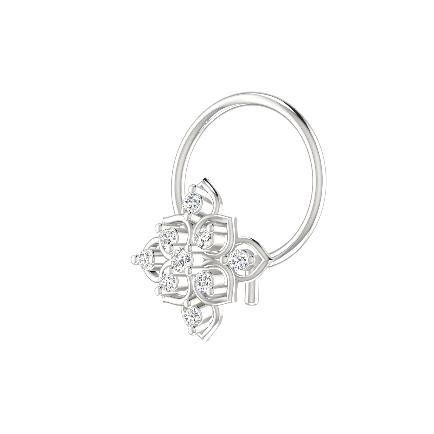 Royal Lotus Bloom Style Lustrous Floral Shine — 0.04 Carat Lab Grown Diamond Nose Pin