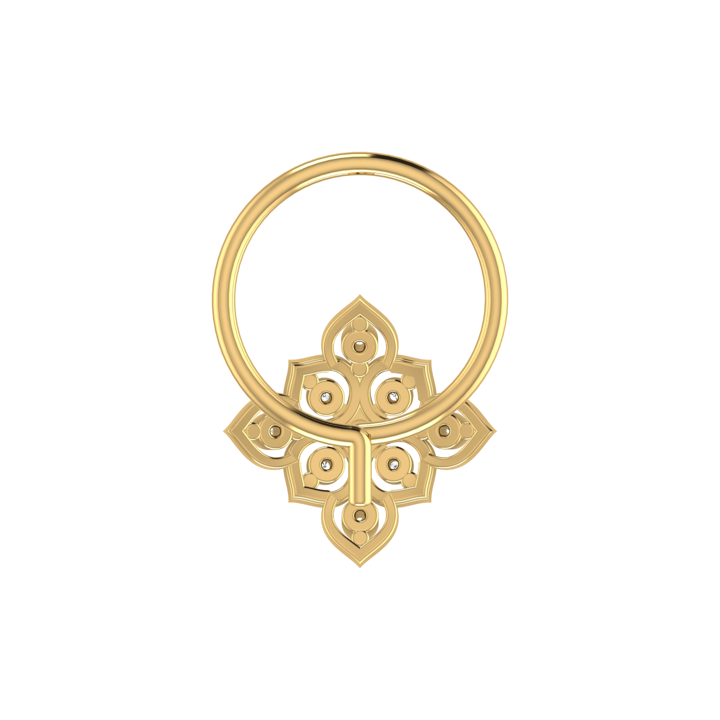 Trendy Gold Diamond Nose Pin | 0.04 Ct, HI Color, VS-SI Clarity.