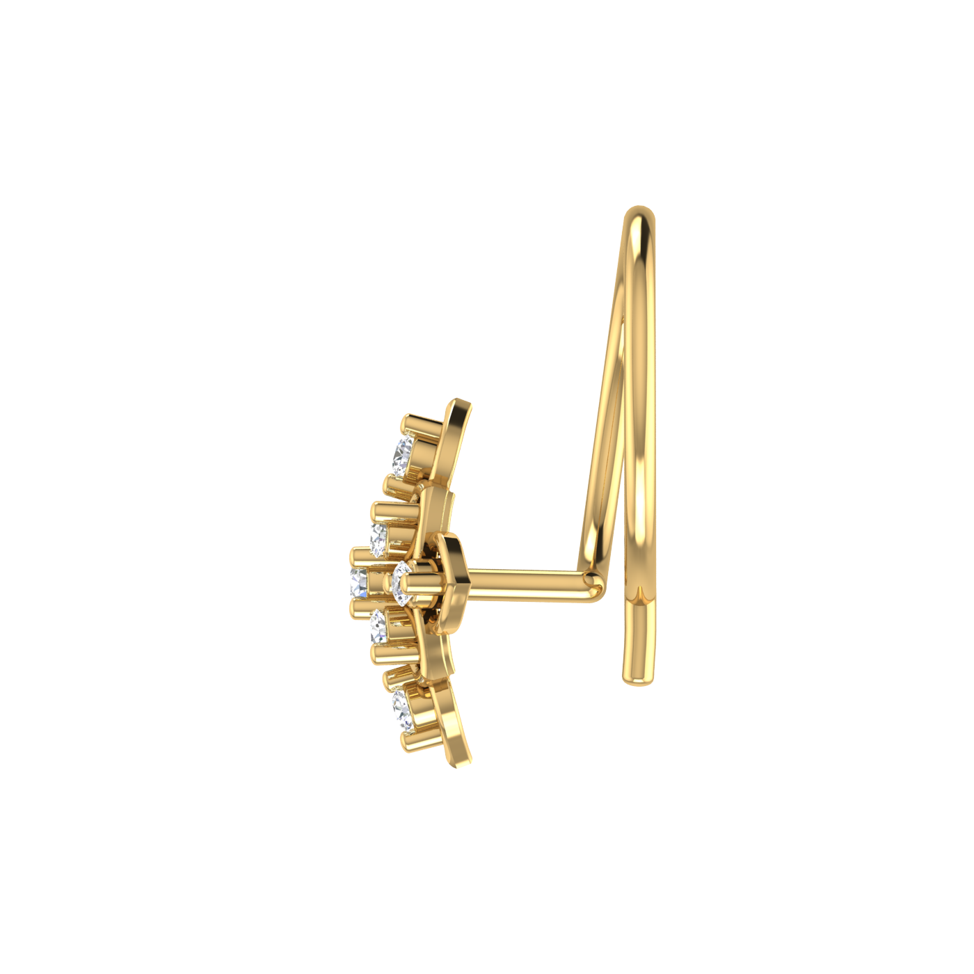 Trendy Gold Diamond Nose Pin | 0.04 Ct, HI Color, VS-SI Clarity.