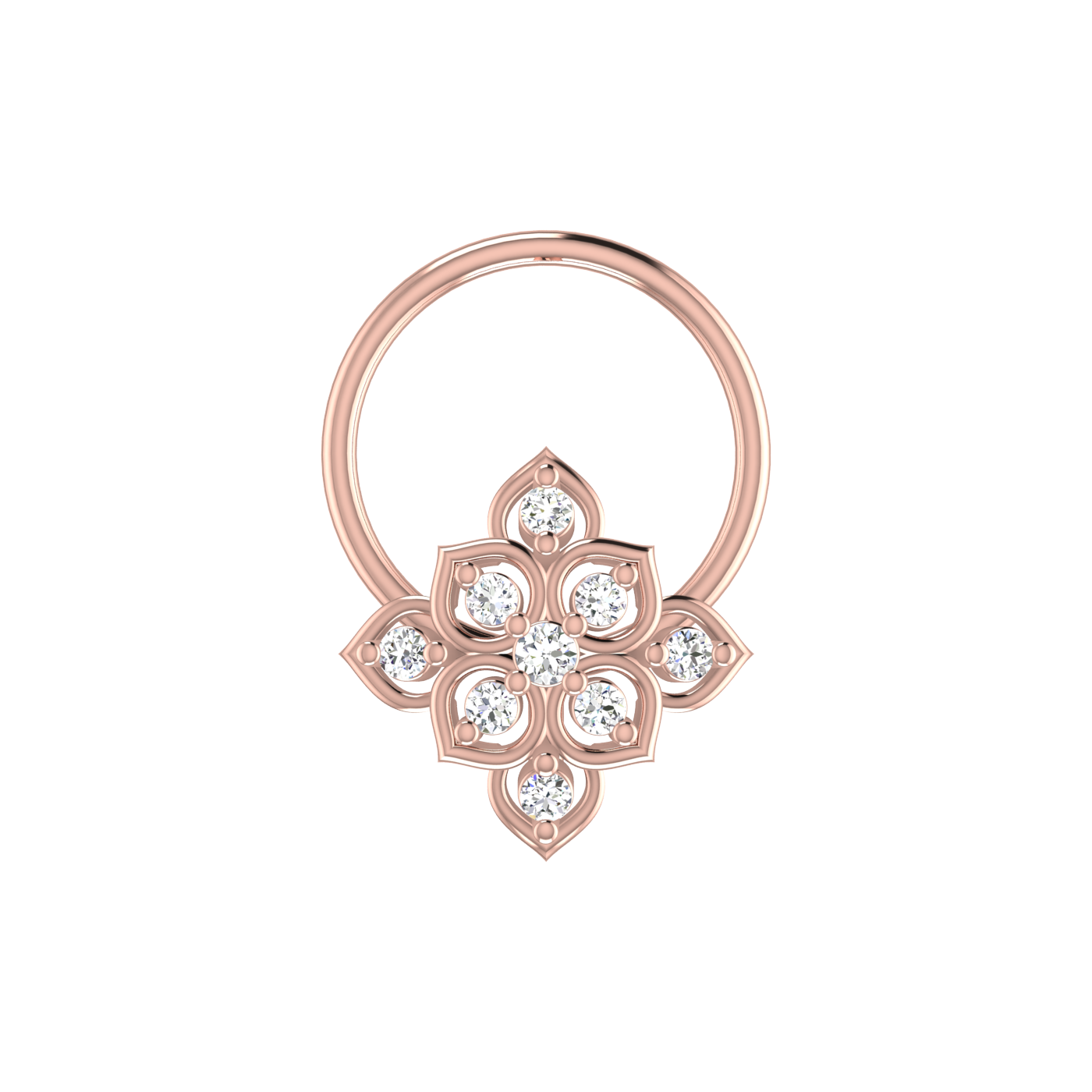 Royal Lotus Bloom Style Lustrous Floral Shine — 0.04 Carat Lab Grown Diamond Nose Pin