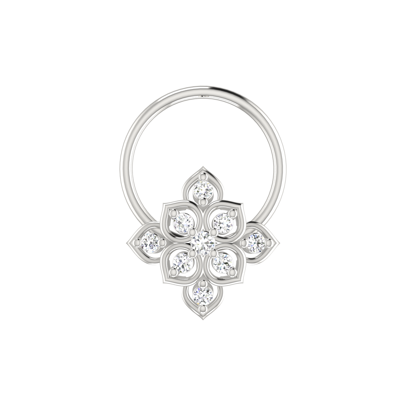 Royal Lotus Bloom Style Lustrous Floral Shine — 0.04 Carat Lab Grown Diamond Nose Pin