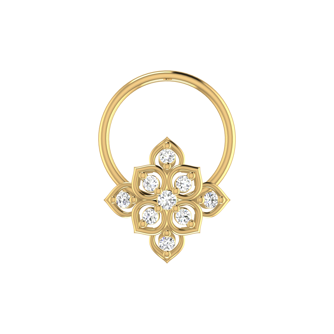 Trendy Gold Diamond Nose Pin | 0.04 Ct, HI Color, VS-SI Clarity.