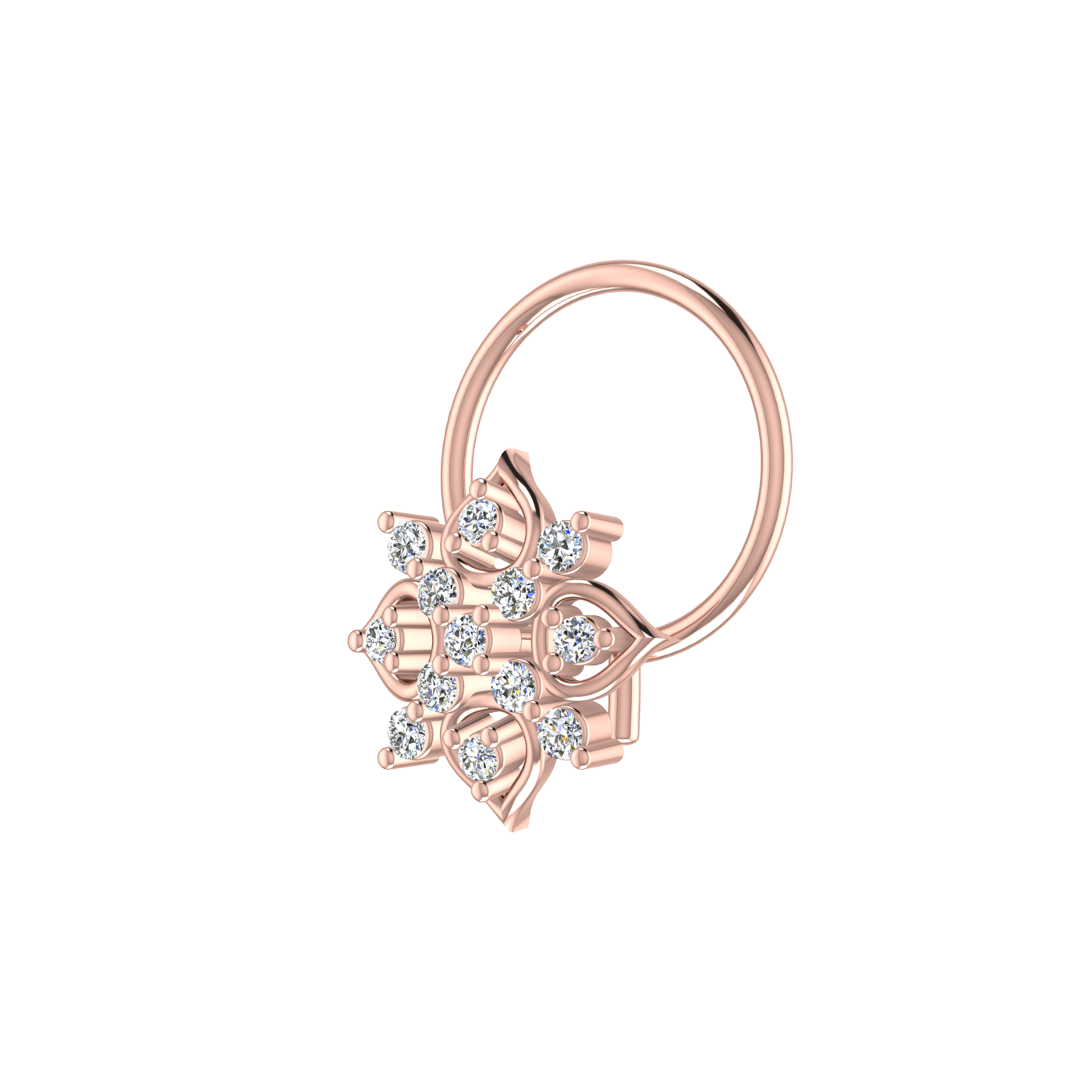 Gilded Petal Celestial Lotus — 0.06 Carat Lab Grown Diamond Nose Pin