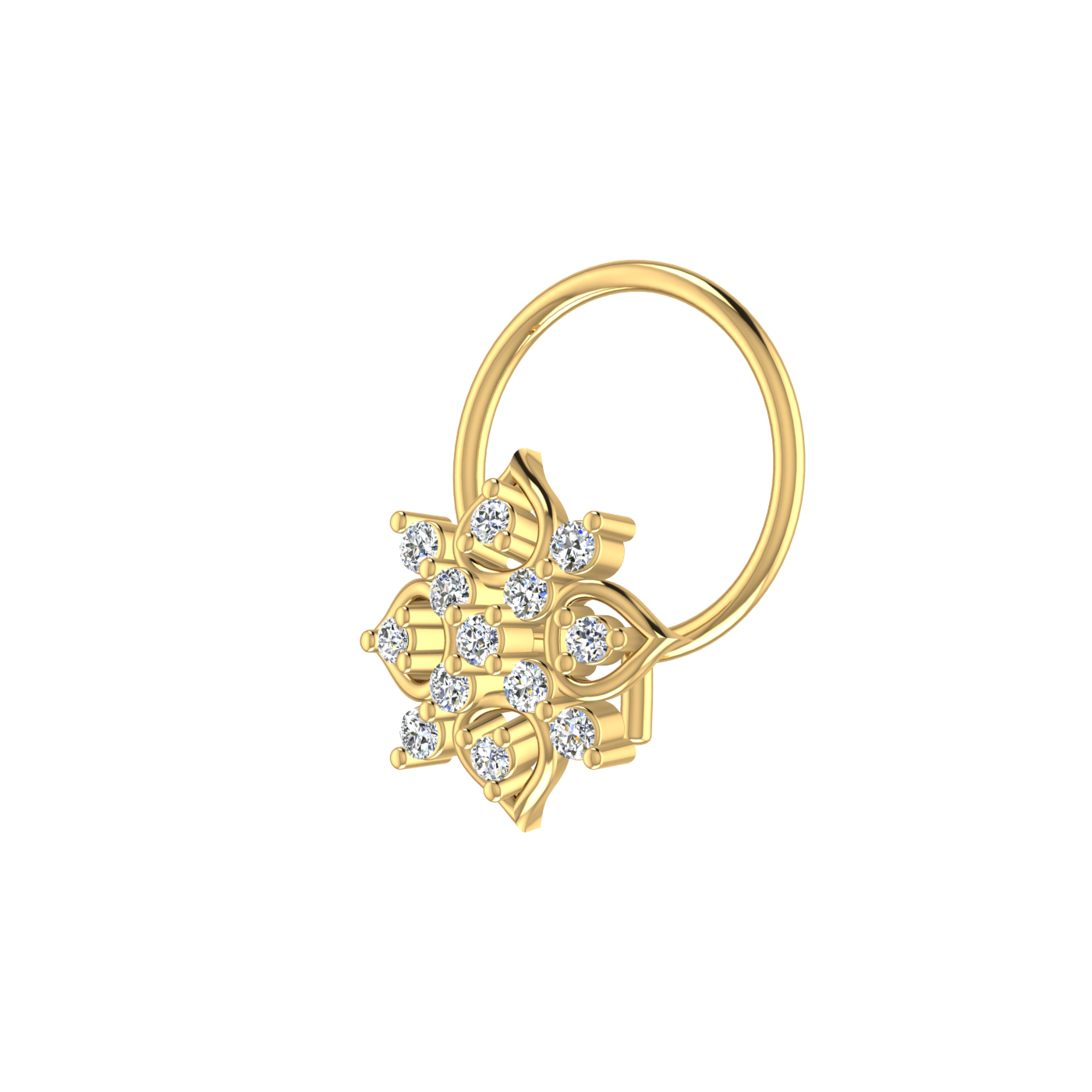 Gilded Petal Celestial Lotus — 0.06 Carat Lab Grown Diamond Nose Pin