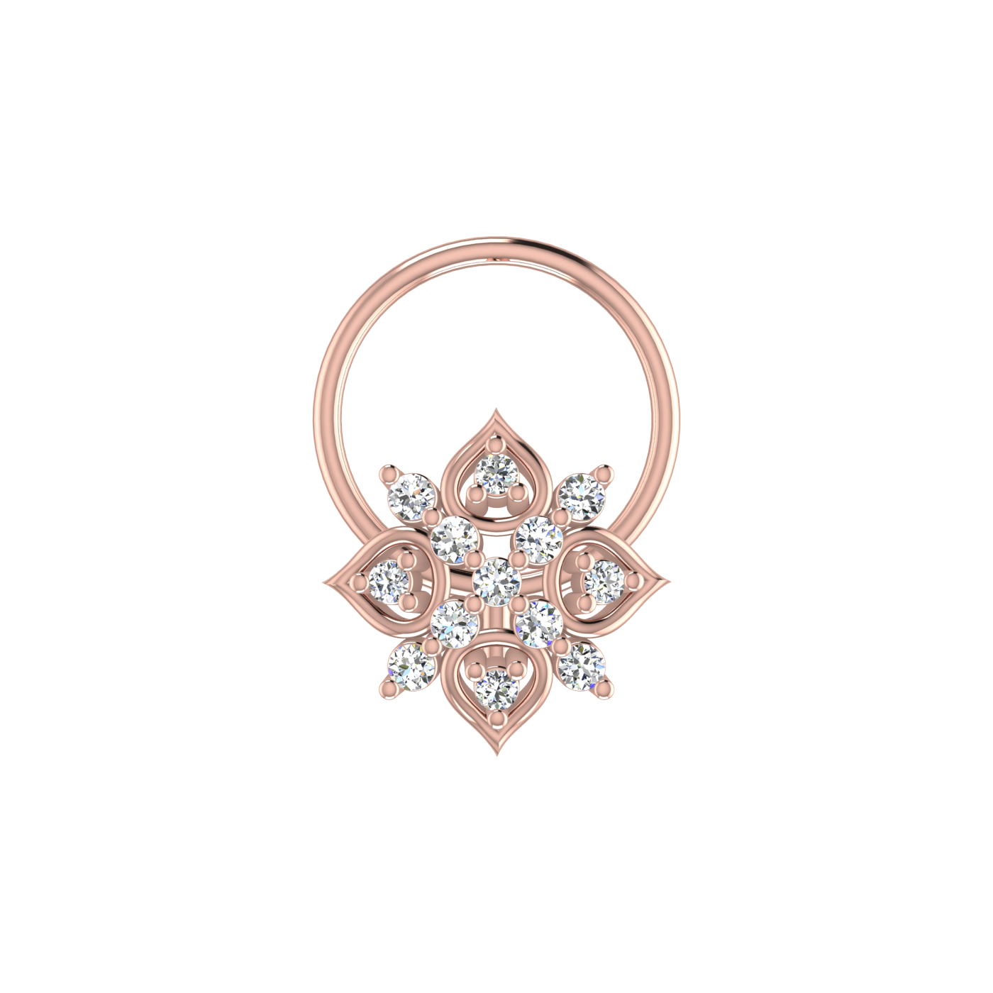 Gilded Petal Celestial Lotus — 0.06 Carat Lab Grown Diamond Nose Pin