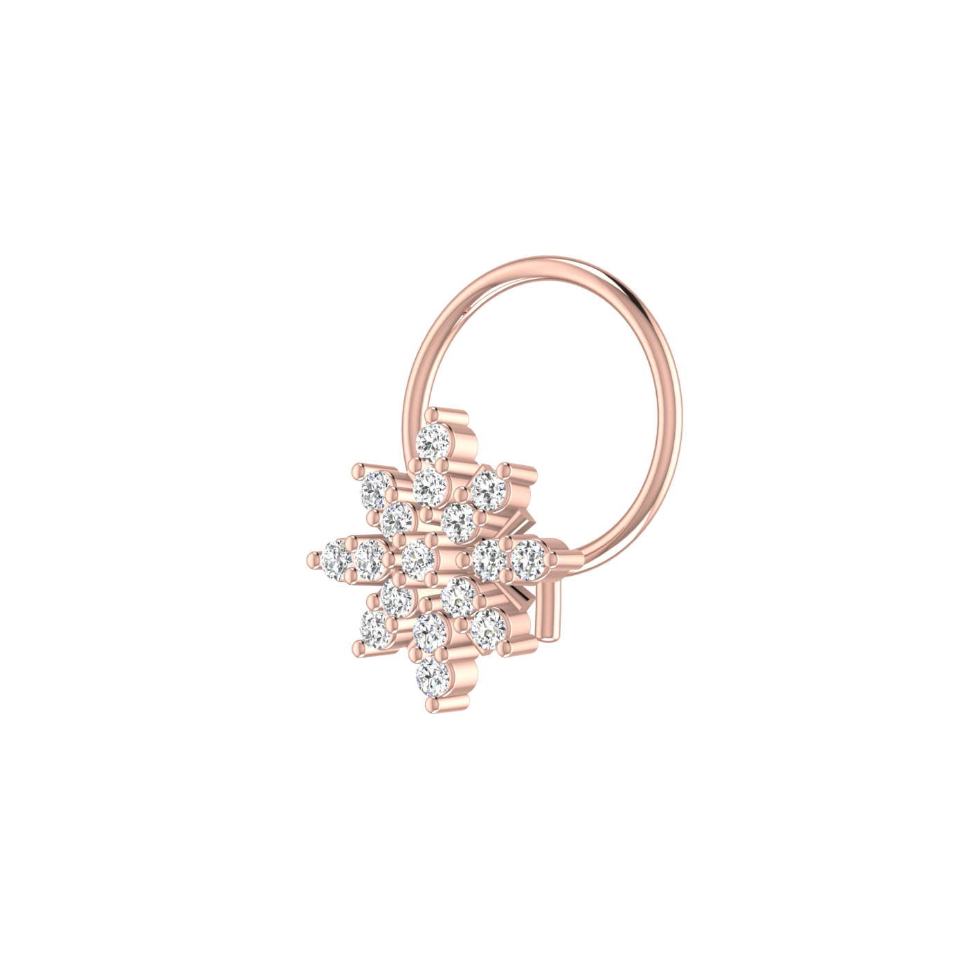 14K Gold Celestial Starburst 0.08ct Lab Grown Diamond Nose Pin