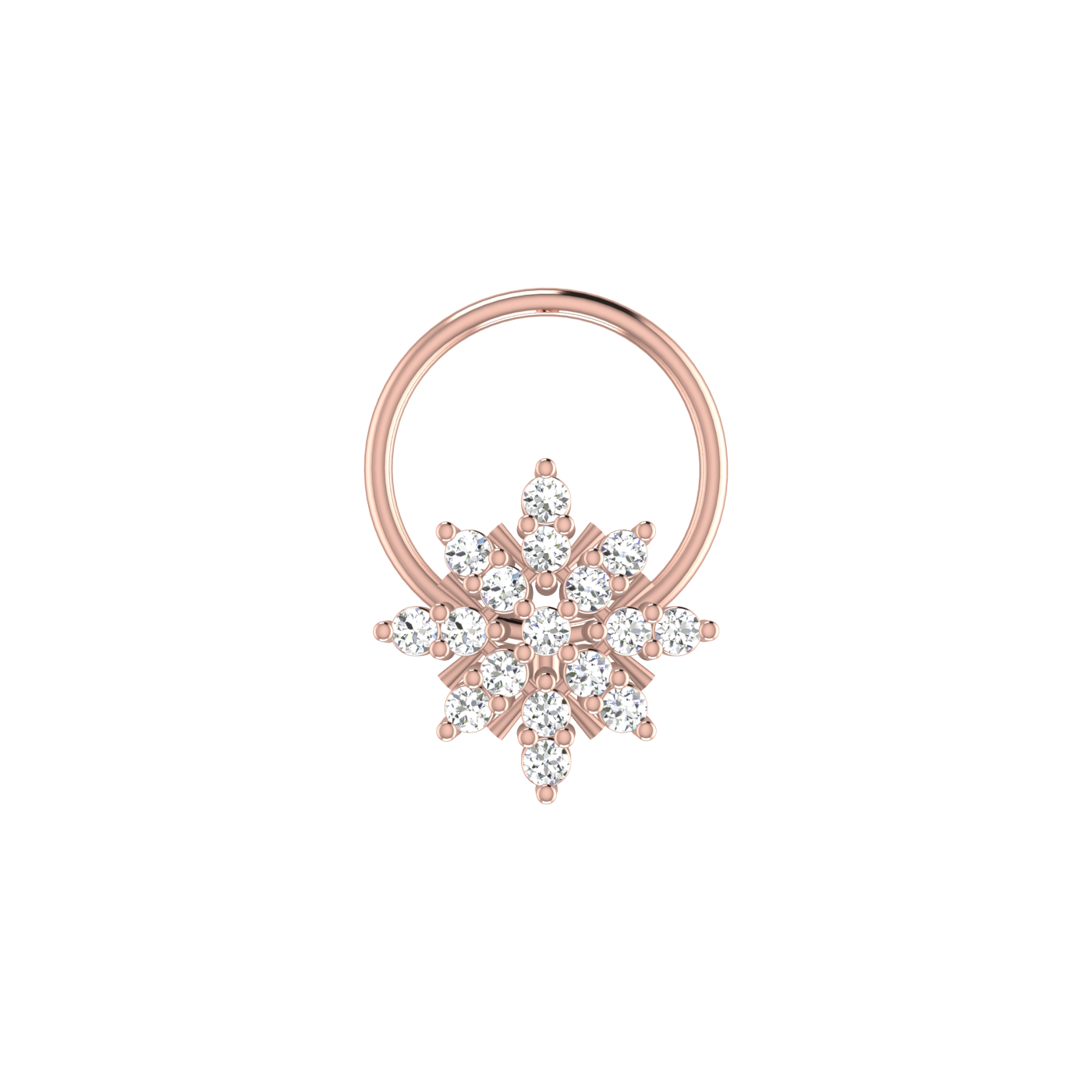 14K Gold Celestial Starburst 0.08ct Lab Grown Diamond Nose Pin