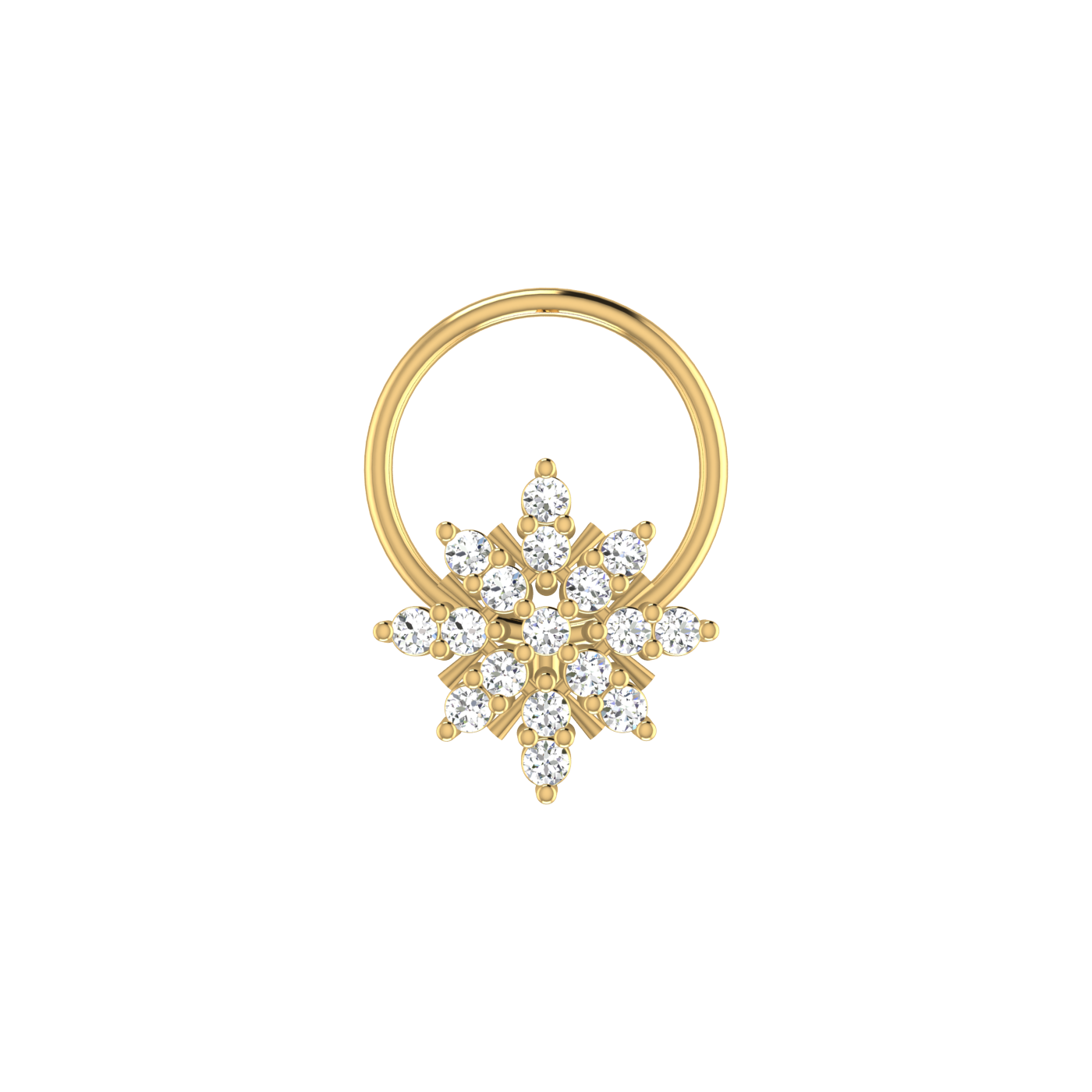 14K Gold Celestial Starburst 0.08ct Lab Grown Diamond Nose Pin
