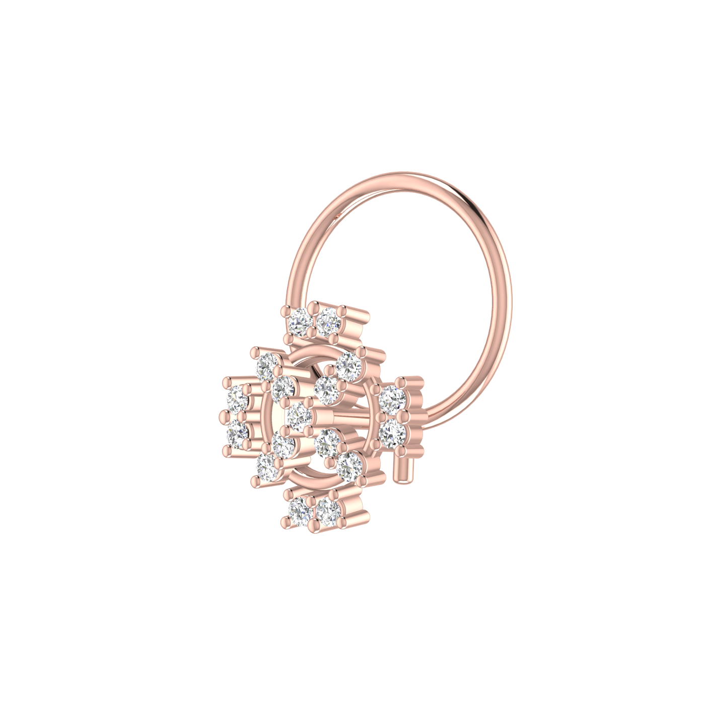 14K Gold Ethereal Glow 0.06ct Lab Grown Diamond Nose Pin