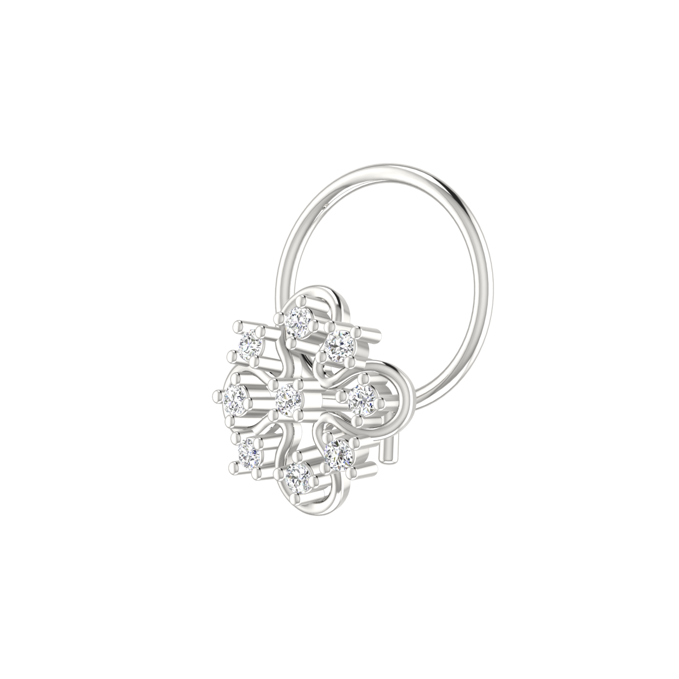 Ornate Clover Swirl – 0.04 Ct Lab Grown Diamond Nose Pin