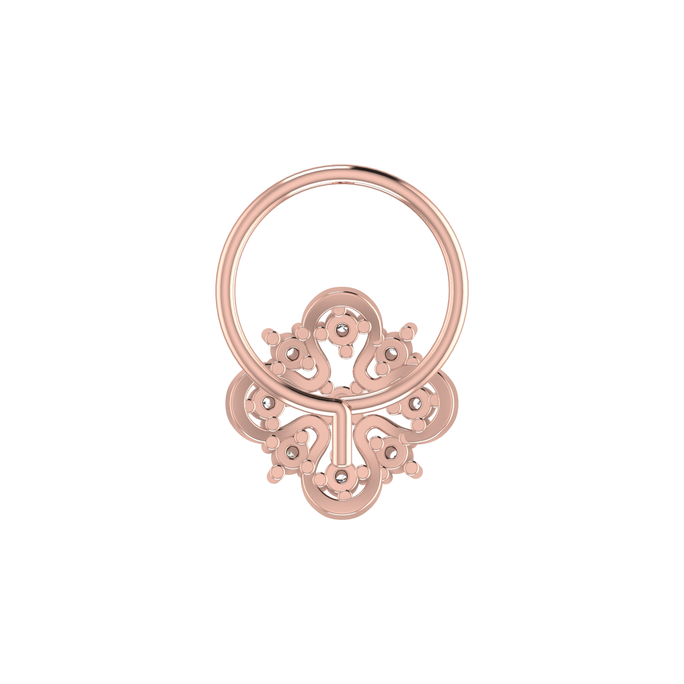 Ornate Clover Swirl – 0.04 Ct Lab Grown Diamond Nose Pin