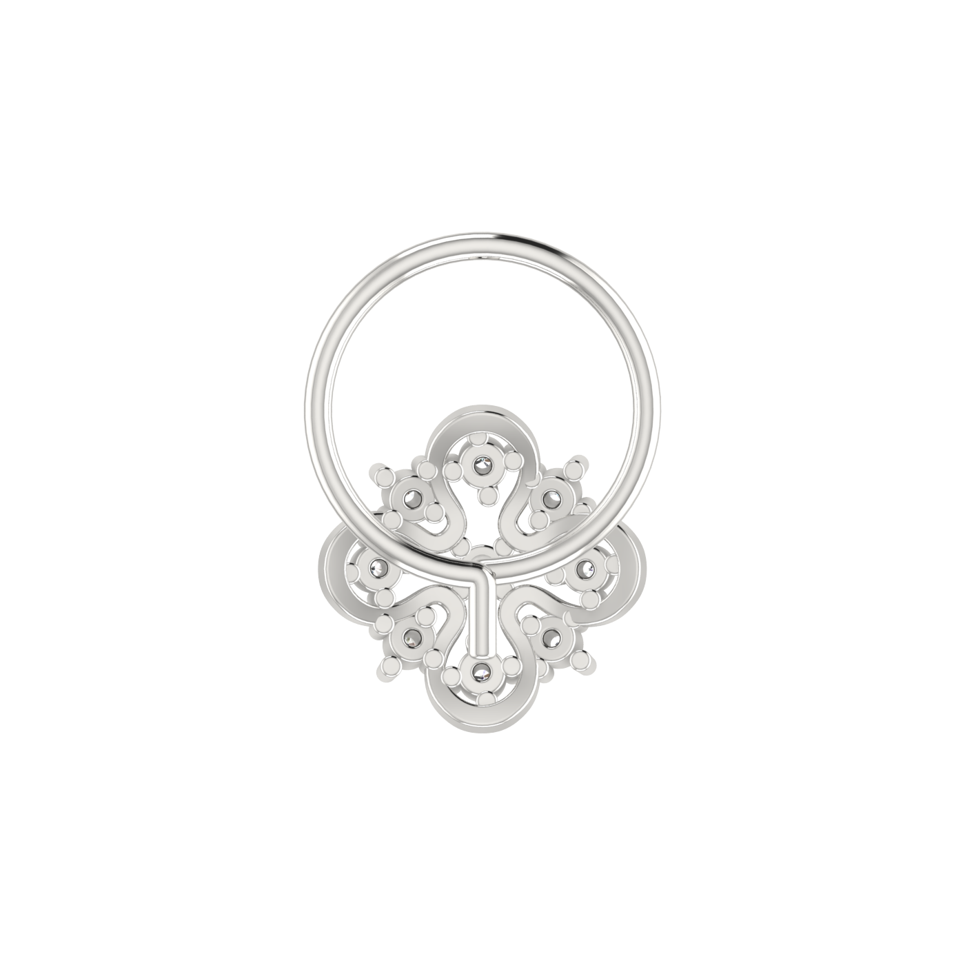 Ornate Clover Swirl – 0.04 Ct Lab Grown Diamond Nose Pin