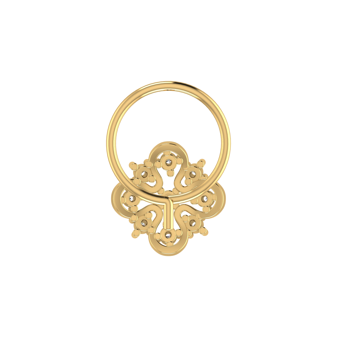 Ornate Clover Swirl – 0.04 Ct Lab Grown Diamond Nose Pin