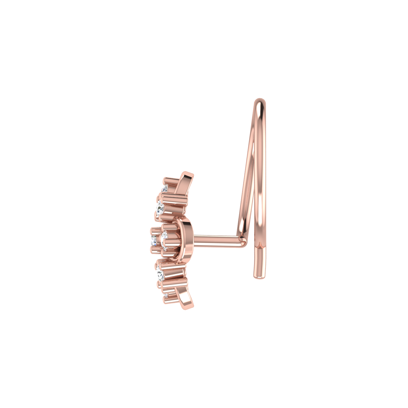 Ornate Clover Swirl – 0.04 Ct Lab Grown Diamond Nose Pin