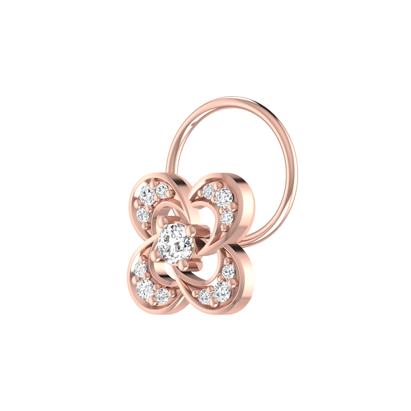 Classic Floral 0.09 Ct Lab Grown Diamond Nose Pin