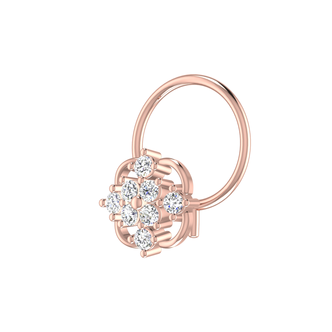 14K Gold Blossom Grace 0.08ct Lab Grown Diamond Nose Pin