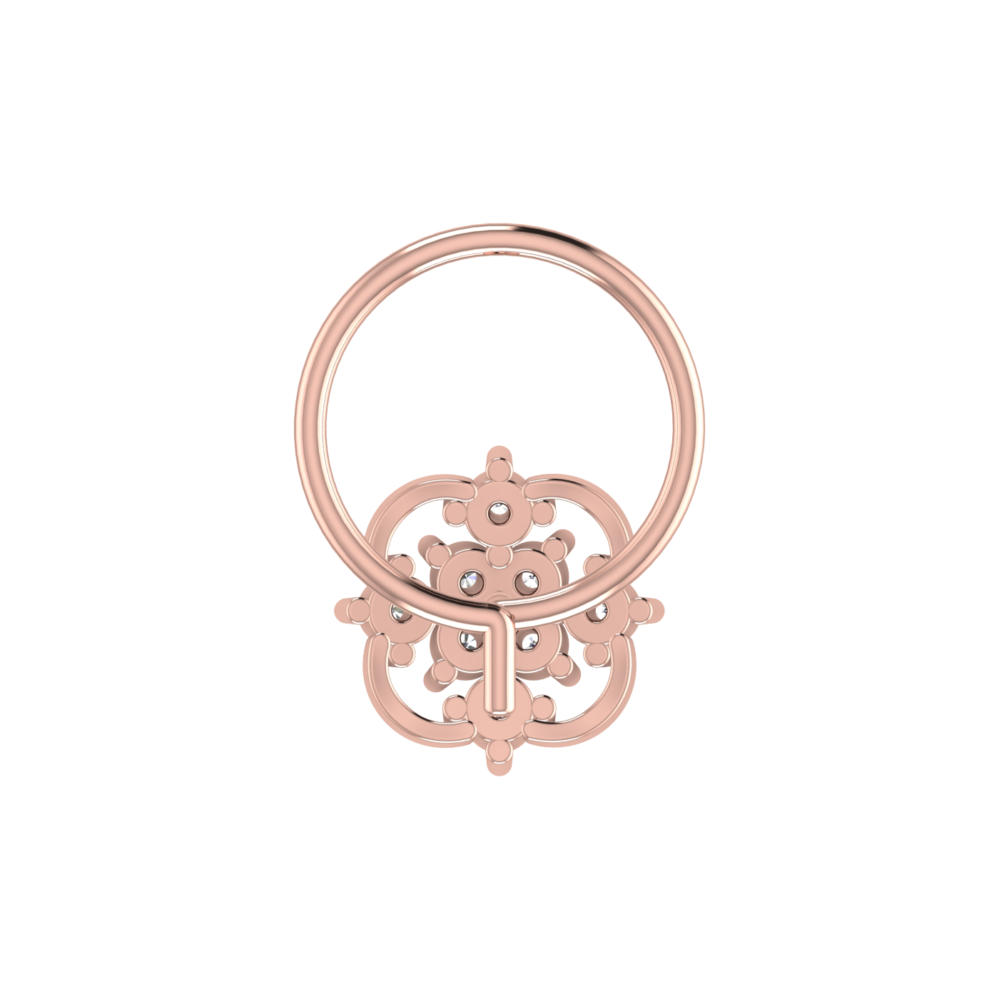 14K Gold Blossom Grace 0.08ct Lab Grown Diamond Nose Pin