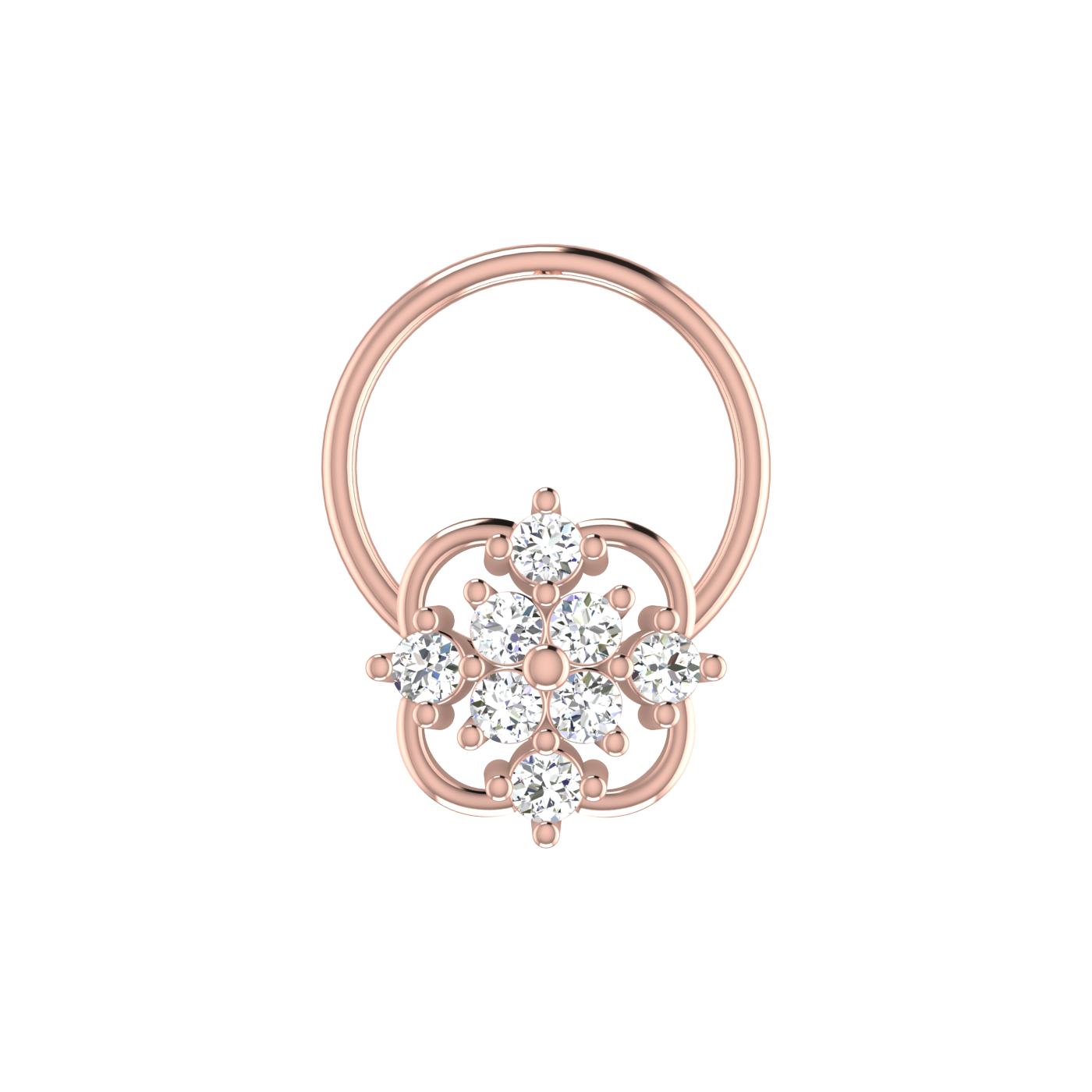 14K Gold Blossom Grace 0.08ct Lab Grown Diamond Nose Pin