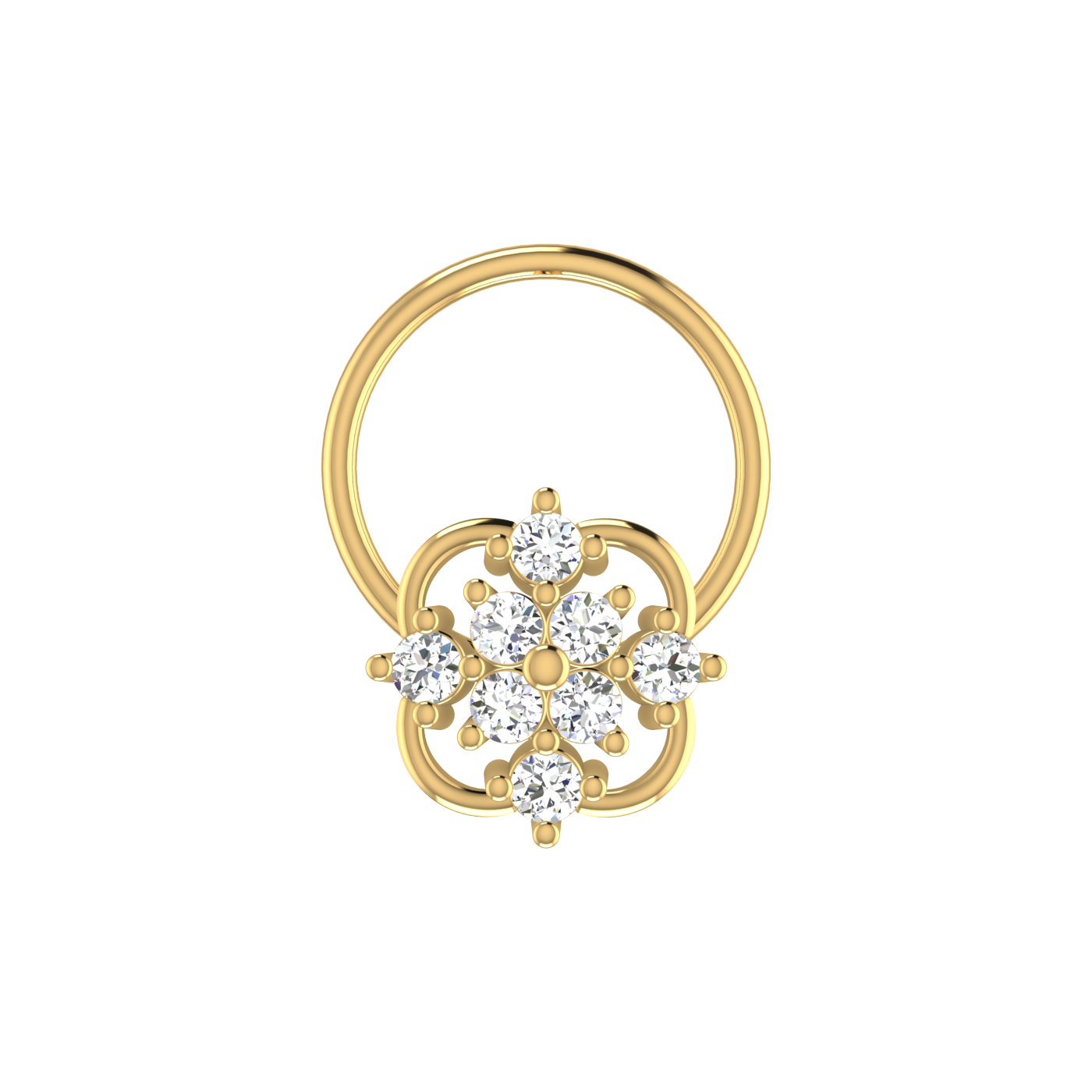 14K Gold Blossom Grace 0.08ct Lab Grown Diamond Nose Pin
