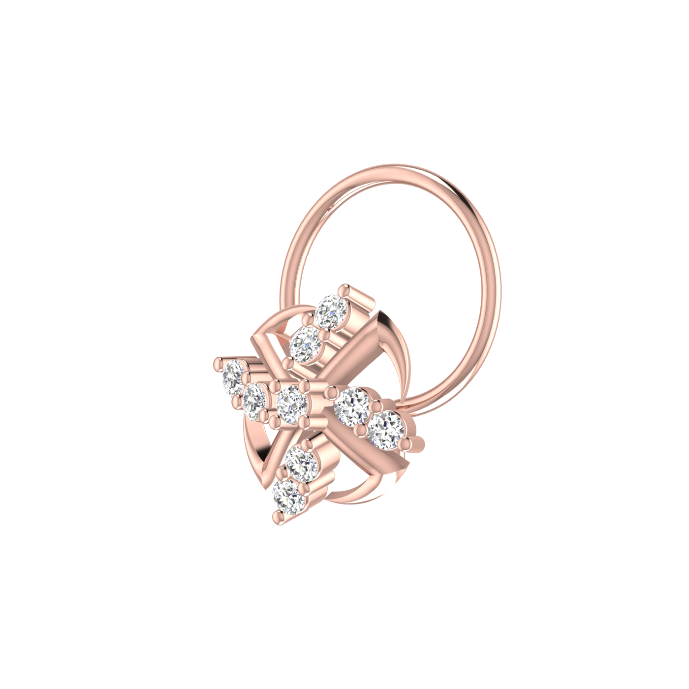 14K Gold Celestial Prism 0.07ct Lab Grown Diamond Nose Pin
