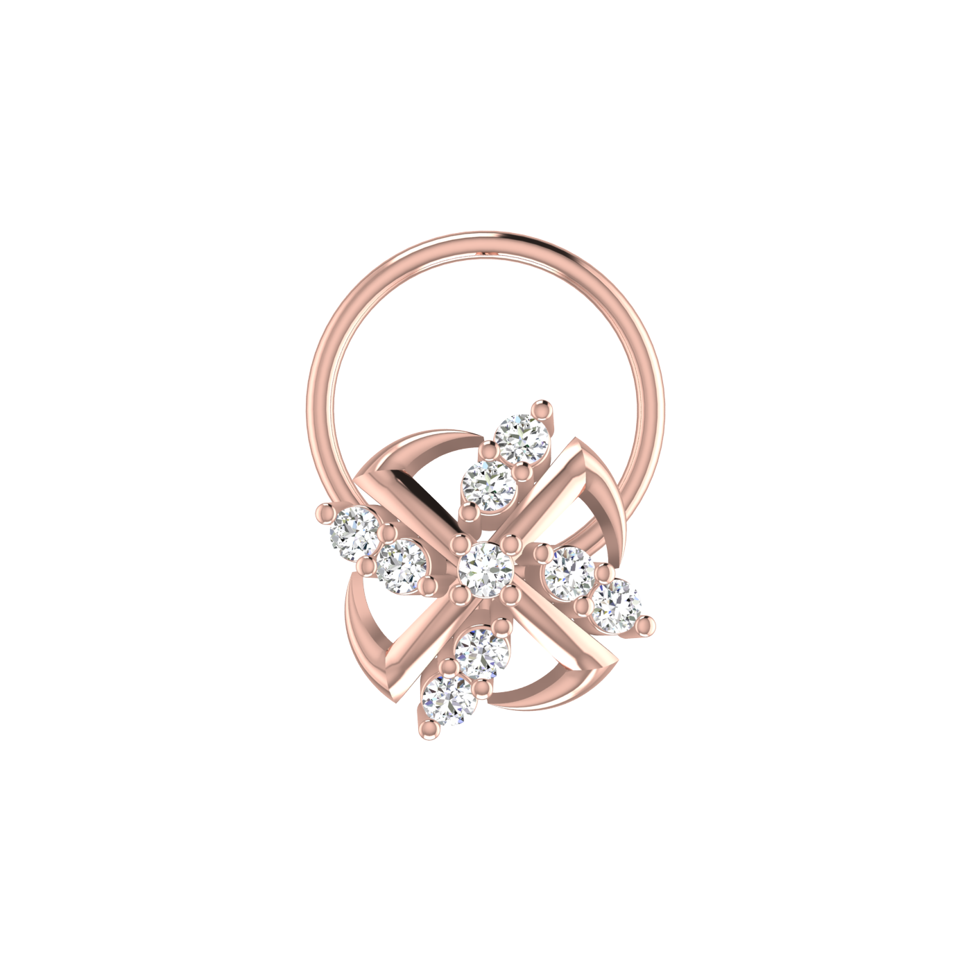 14K Gold Celestial Prism 0.07ct Lab Grown Diamond Nose Pin