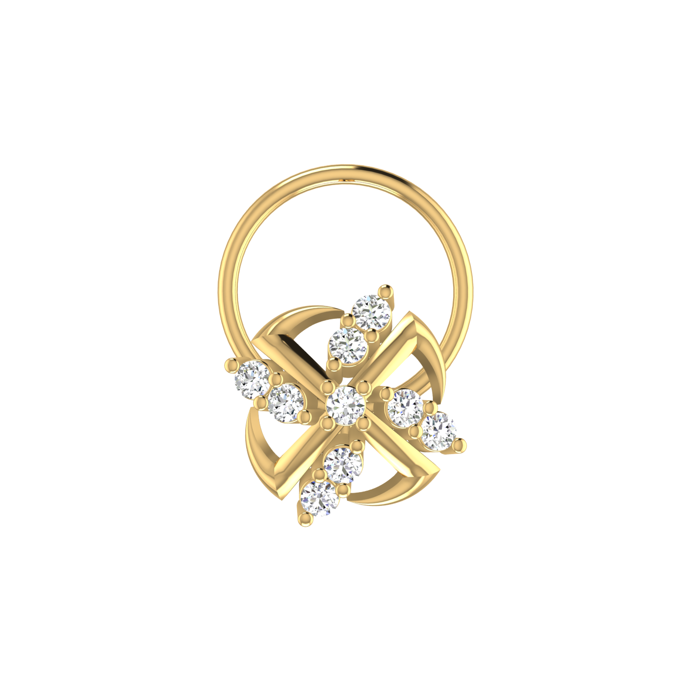 14K Gold Celestial Prism 0.07ct Lab Grown Diamond Nose Pin