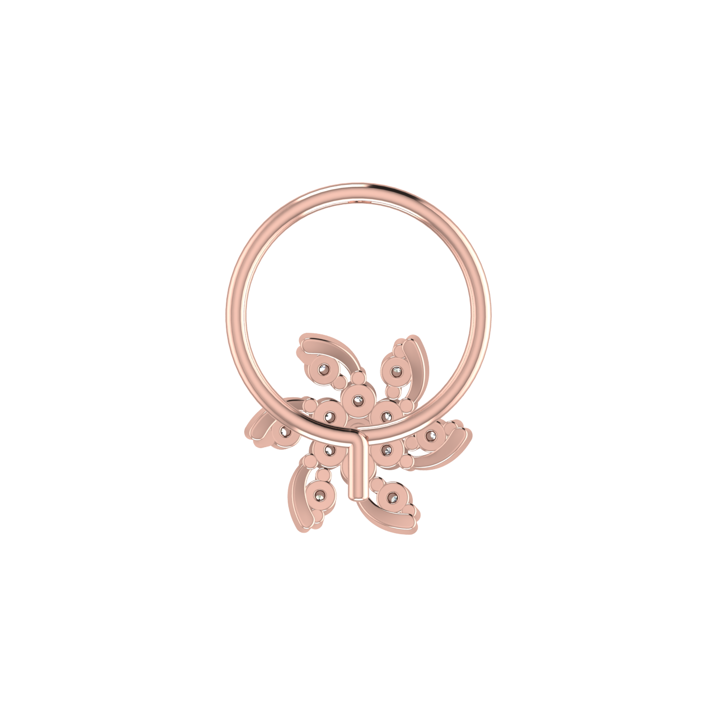 14K Gold Dancing Petals 0.06ct Lab Grown Diamond Nose Pin