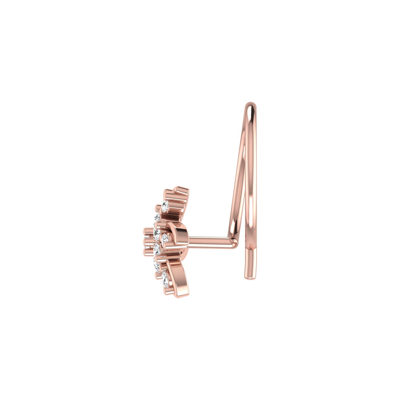 14K Gold Dancing Petals 0.06ct Lab Grown Diamond Nose Pin