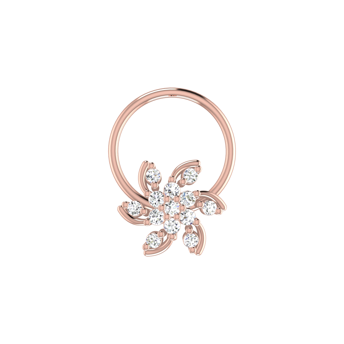 14K Gold Dancing Petals 0.06ct Lab Grown Diamond Nose Pin