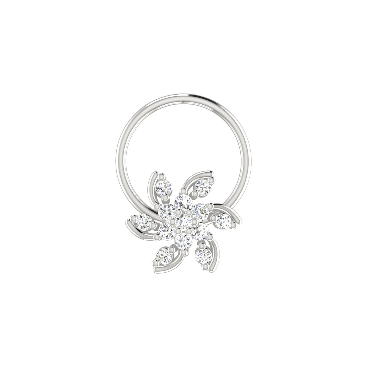 14K Gold Dancing Petals 0.06ct Lab Grown Diamond Nose Pin