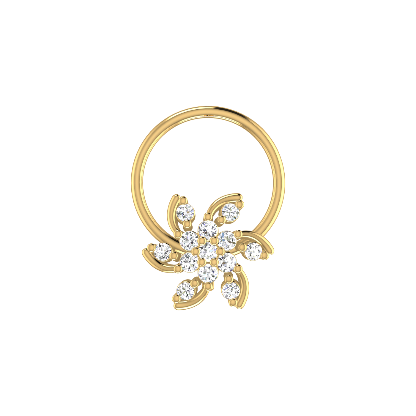 14K Gold Dancing Petals 0.06ct Lab Grown Diamond Nose Pin