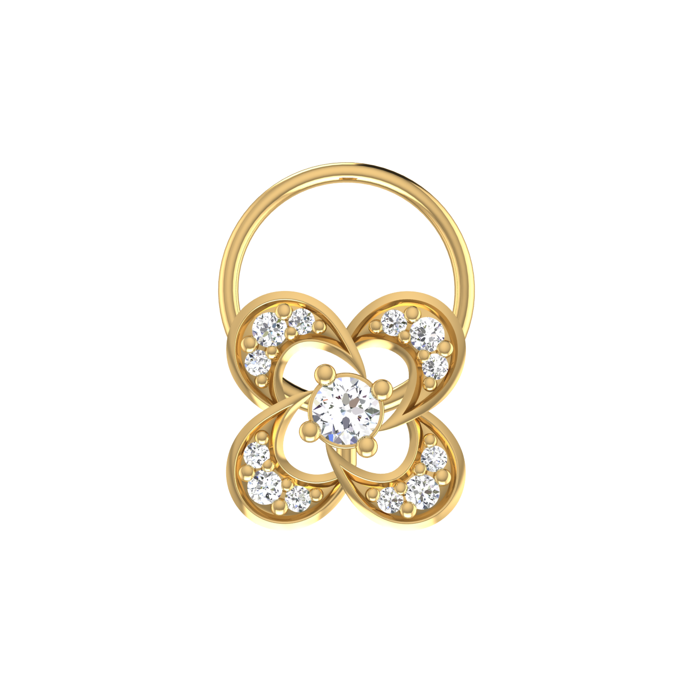 Classic Floral 0.09 Ct Lab Grown Diamond Nose Pin