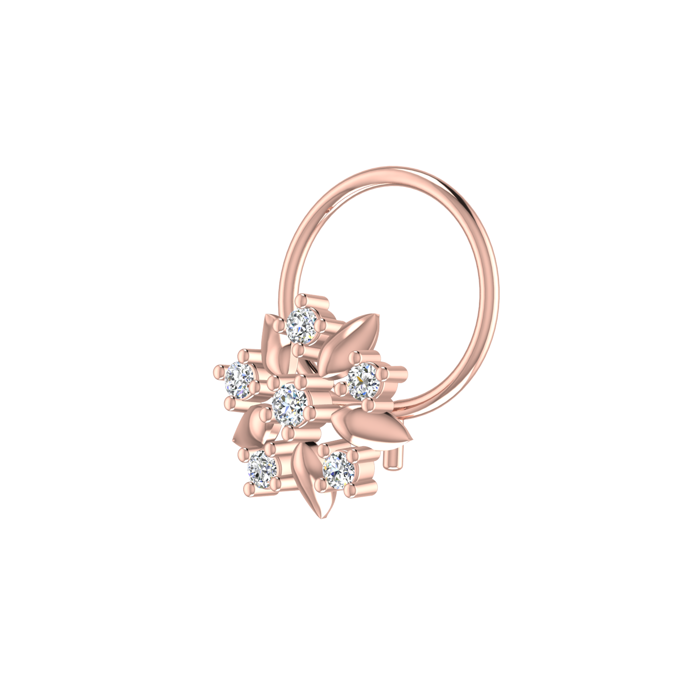 14K Gold Blossom Royale 0.05ct Lab Grown Diamond Nose Pin