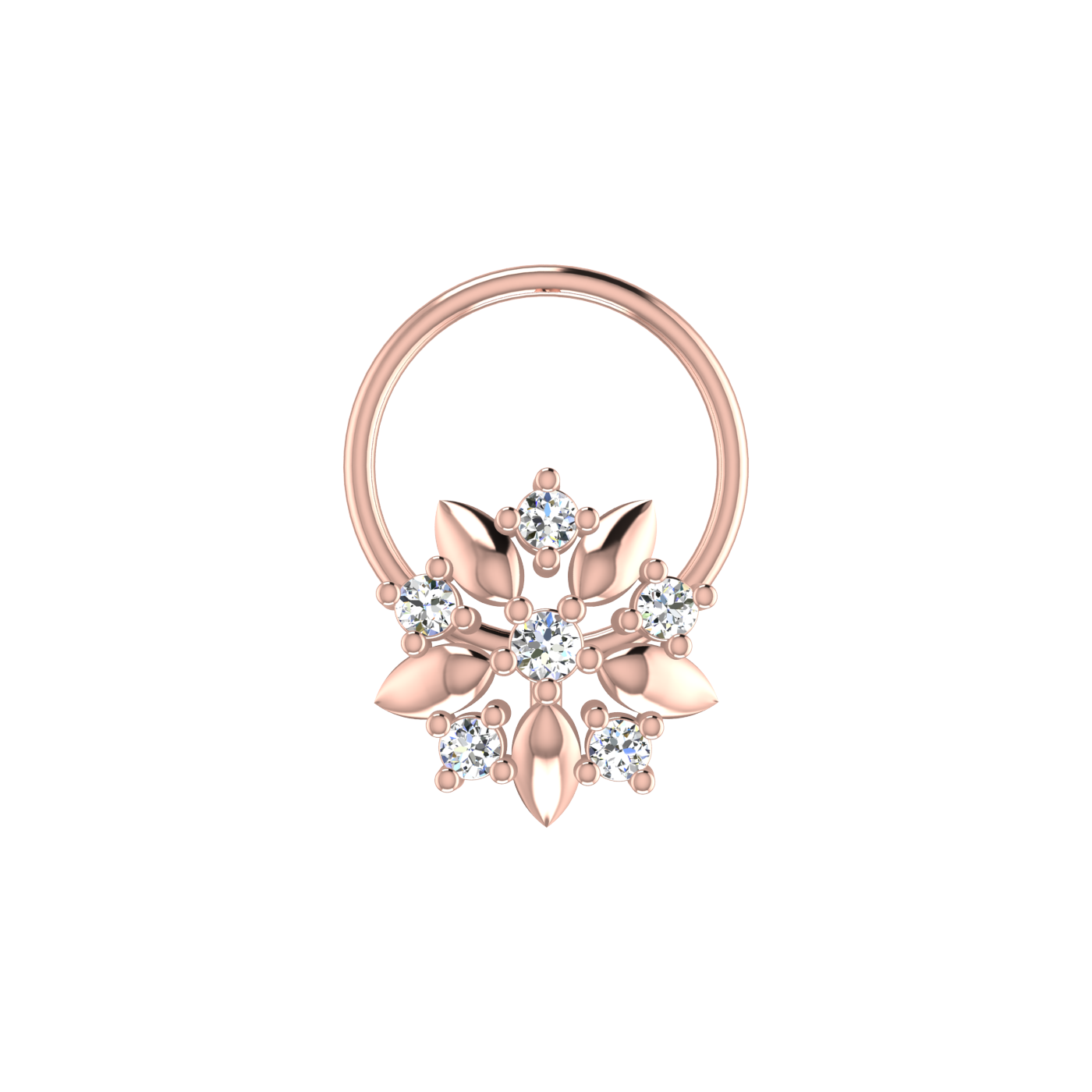 14K Gold Blossom Royale 0.05ct Lab Grown Diamond Nose Pin