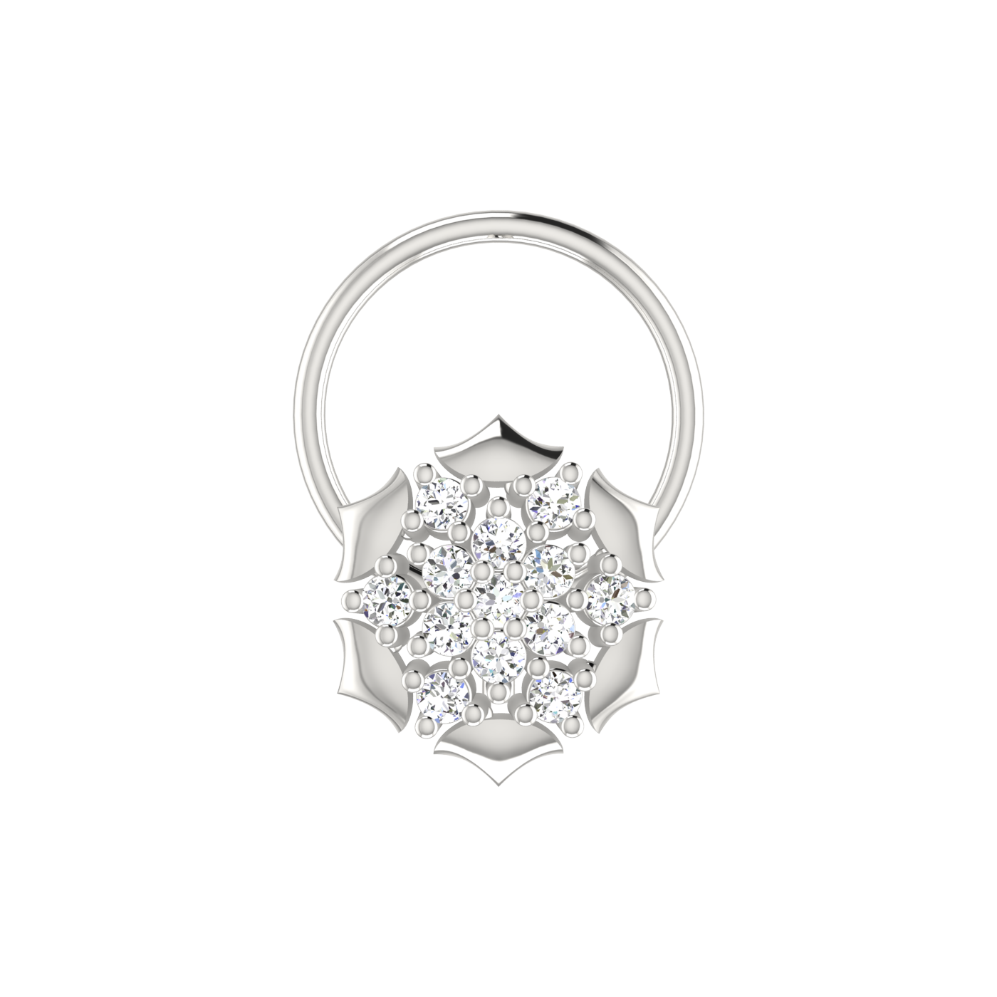 14K Gold Golden Petal Shine Natural Diamond Nose Pin