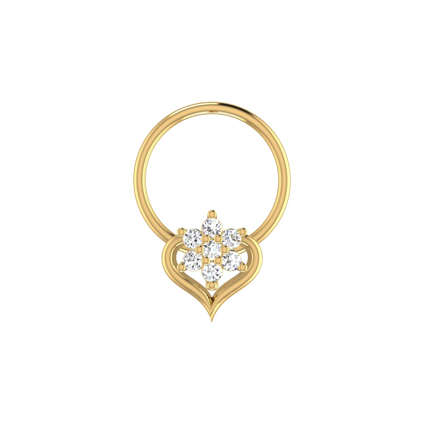 Ethereal Empress Gilded Blossom Elegance — 0.03 Carat Lab Grown Diamond Nose Pin