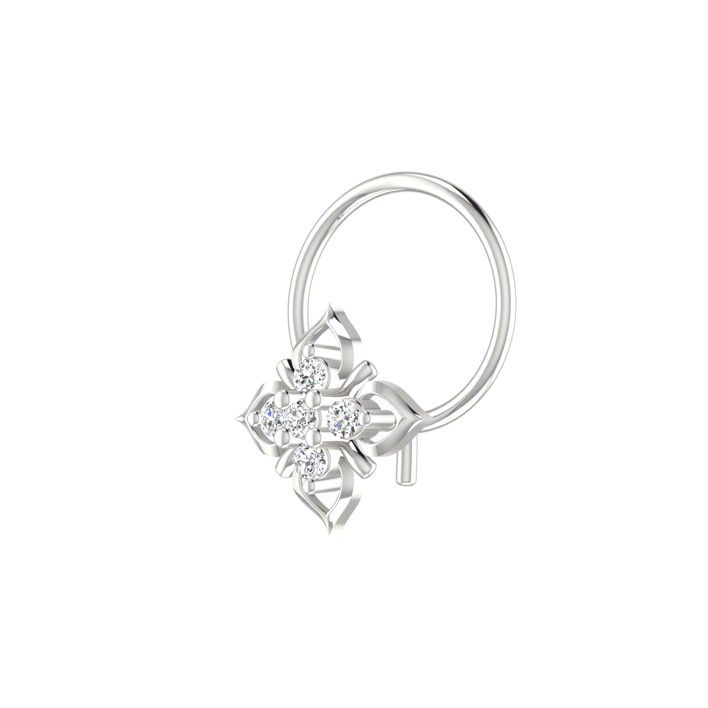 14K Gold Lotus Bloom 0.03ct Lab Grown Diamond Nose Pin