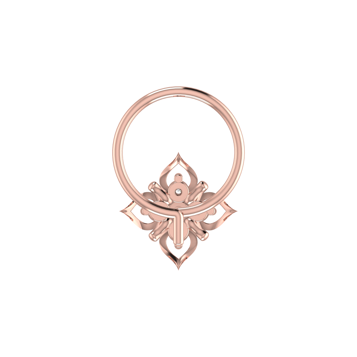 14K Gold Lotus Bloom 0.03ct Lab Grown Diamond Nose Pin
