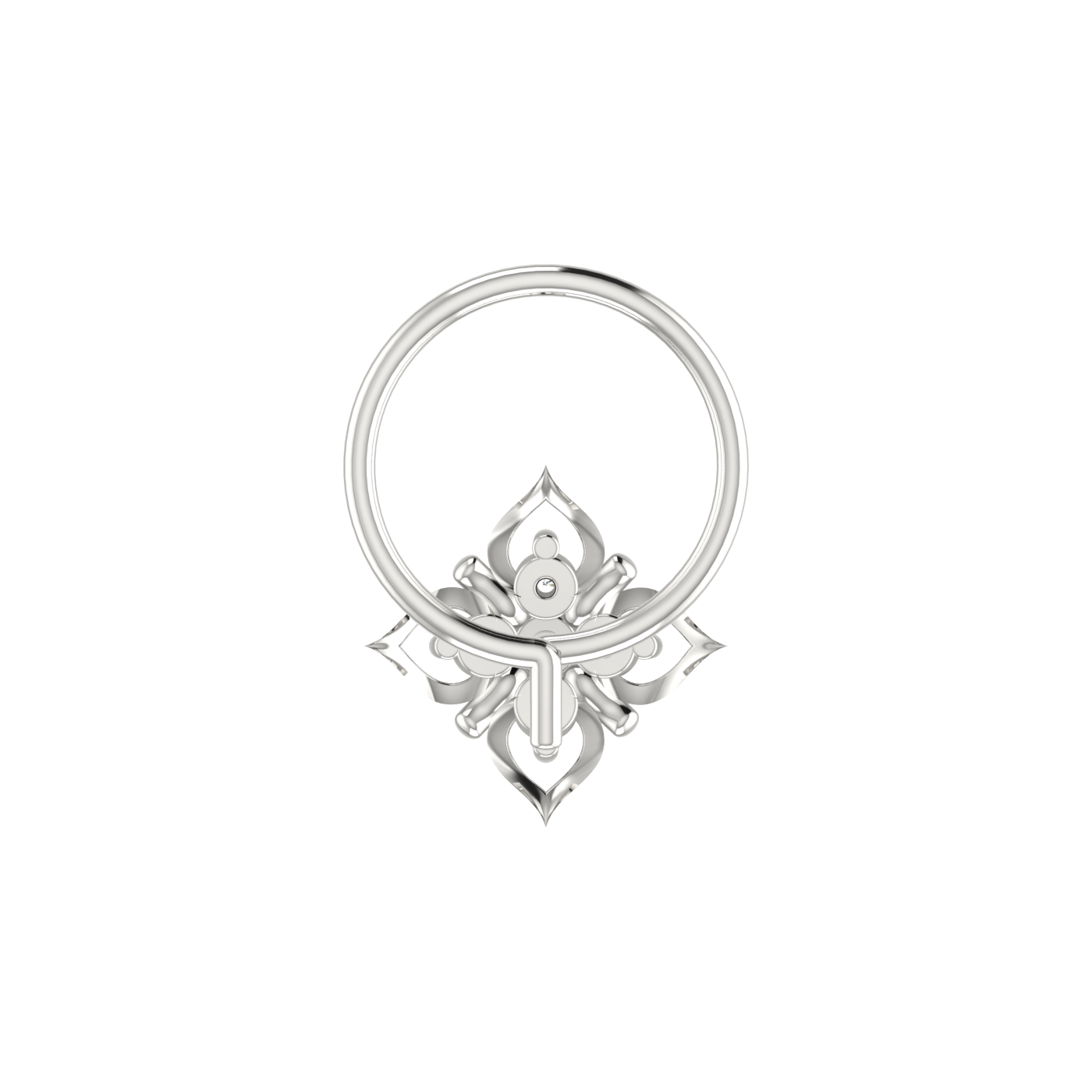 14K Gold Lotus Bloom 0.03ct Lab Grown Diamond Nose Pin
