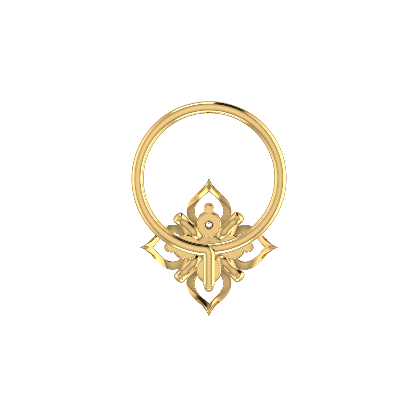 14K Gold Lotus Bloom 0.03ct Lab Grown Diamond Nose Pin