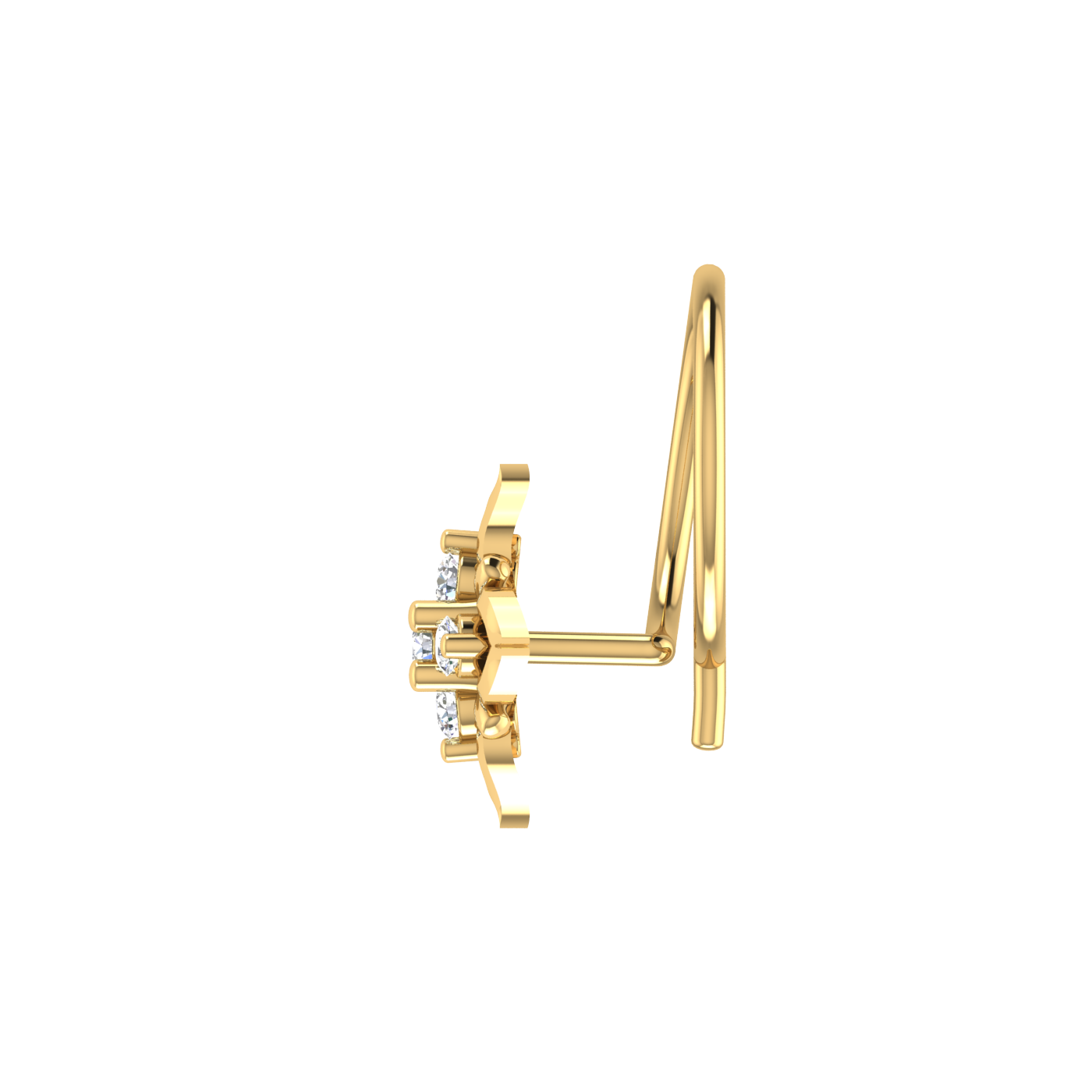 14K Gold Lotus Bloom 0.03ct Lab Grown Diamond Nose Pin