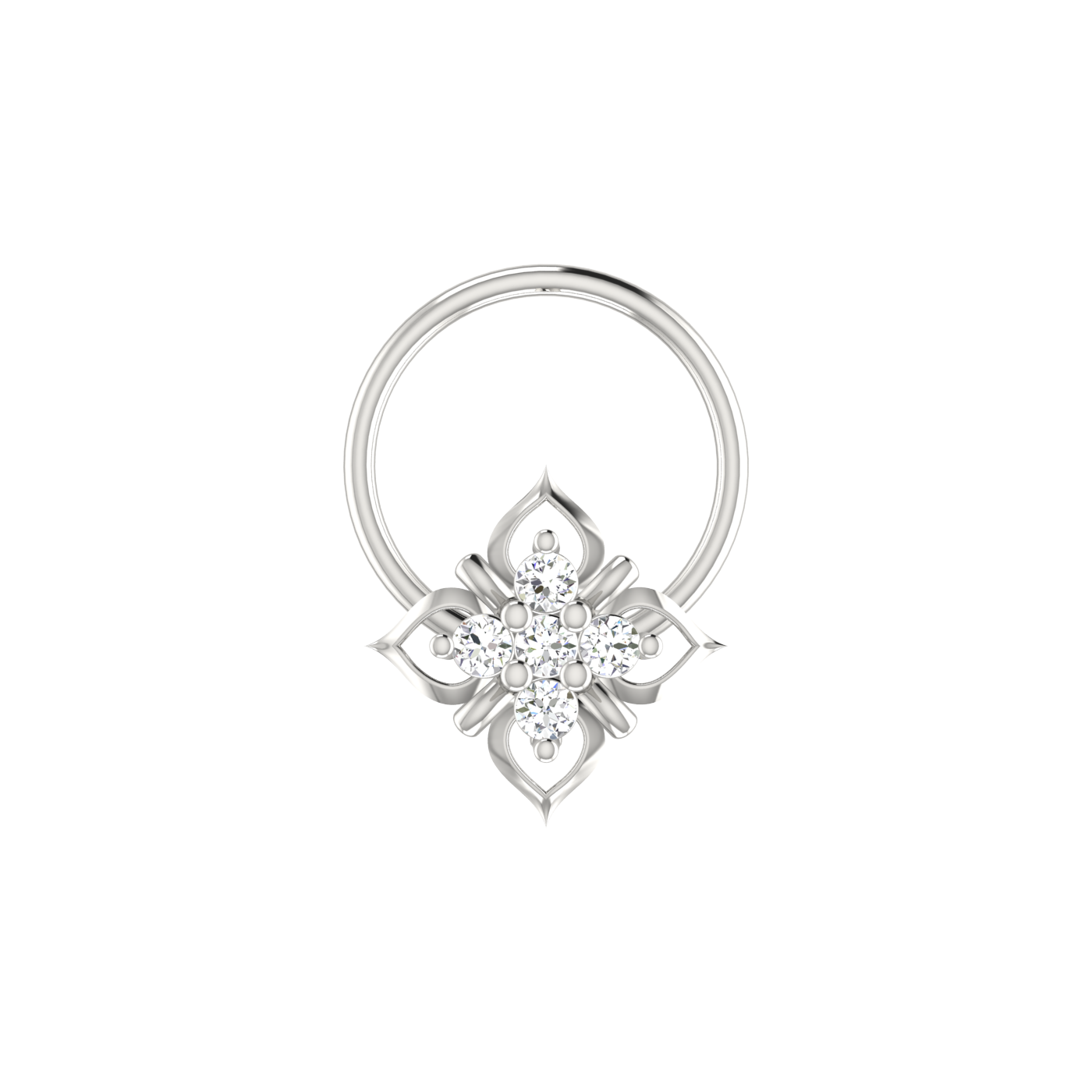 14K Gold Lotus Bloom 0.03ct Lab Grown Diamond Nose Pin